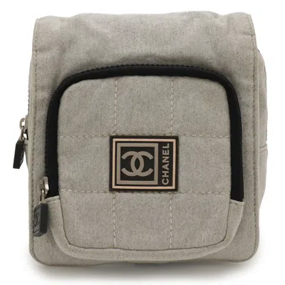Pre-owned Chanel Sport Gray Cotton Pouch Sling Bag ()