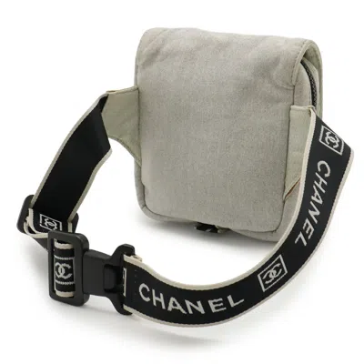 Pre-owned Chanel Sport Gray Cotton Pouch Sling Bag ()