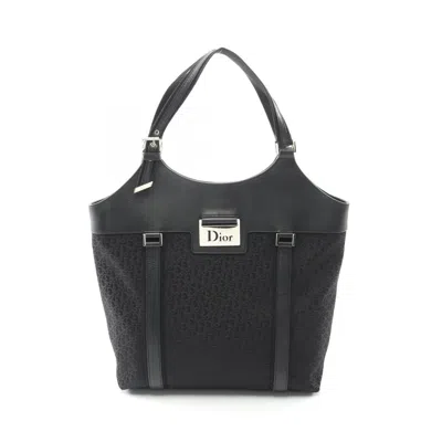 Pre-owned Dior Christian  Black Canvas Leather Tote Bag ()