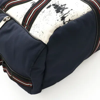 Pre-owned Dior Christian  Black Navy White Nylon Leather Backpack ()
