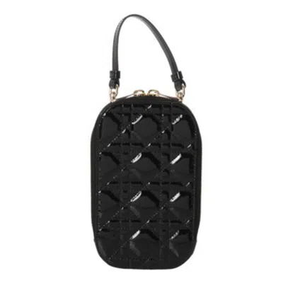 Pre-owned Dior Christian  Black Patent Leather Phone Wallet ()