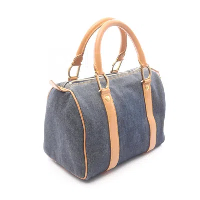 Pre-owned Dior Christian  Brown Navy Denim Leather Tote Bag ()