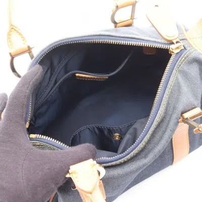 Pre-owned Dior Christian  Brown Navy Denim Leather Tote Bag ()
