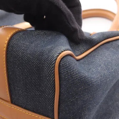 Pre-owned Dior Christian  Brown Navy Denim Leather Tote Bag ()