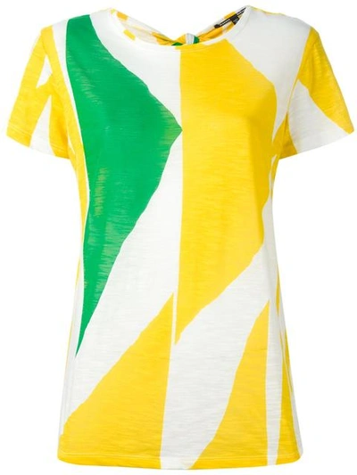 Proenza Schouler Woman Tie-back Color-block Slub Cotton-jersey T-shirt Yellow