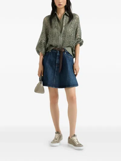 Brunello Cucinelli Poplin Sleeveless Shirt In Green