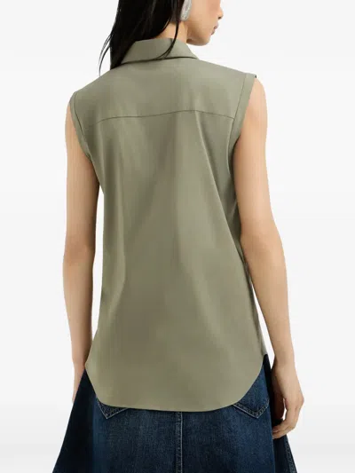 Brunello Cucinelli Poplin Sleeveless Shirt In Green