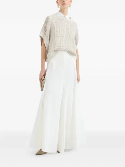 Brunello Cucinelli Buttoned Open-knit Top In Neutral