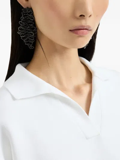 Brunello Cucinelli Double Knit Polo Shirt In White