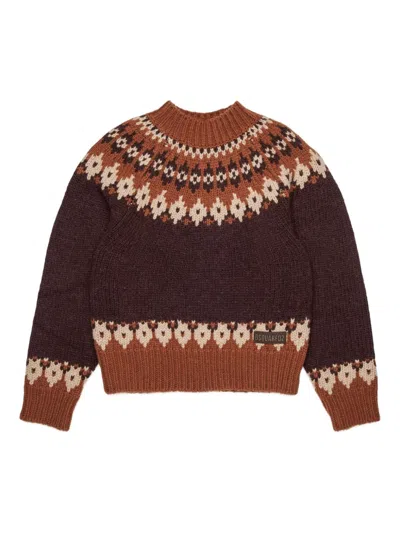 Dsquared2 Brown And White Sweater Dsquared Kids In Brown