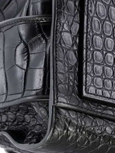 Pre-owned Saint Laurent Sac De Jour Souple Bag Crocodile Embossed Leather Large Tote Bag In Black