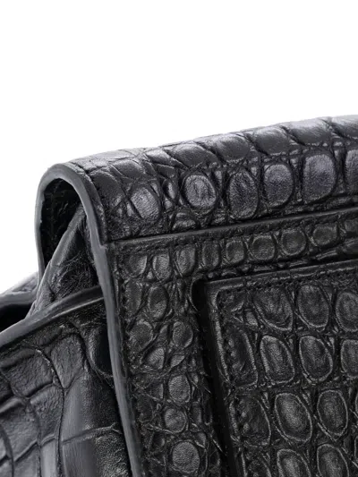 Pre-owned Saint Laurent Sac De Jour Souple Bag Crocodile Embossed Leather Large Tote Bag In Black