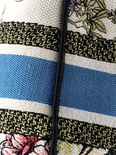 Pre-owned Dior Lady D-lite Bag Embroidered Canvas Medium Satchel In Multi