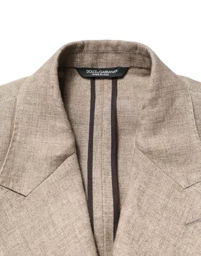 Pre-owned Dolce & Gabbana Beige Linen Double Breasted 2 Piece Men Men's Suit () In Sand