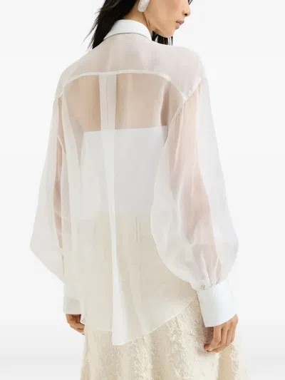 Brunello Cucinelli Monili-detail Silk Shirt In White