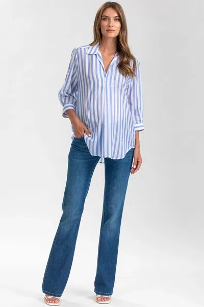 Pietro Brunelli Maternity Long Sleeve Johnny Collar Shirt In Blue