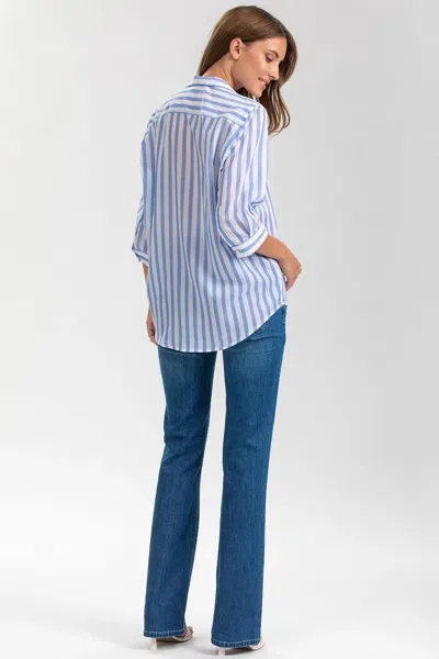 Pietro Brunelli Maternity Long Sleeve Johnny Collar Shirt In Blue
