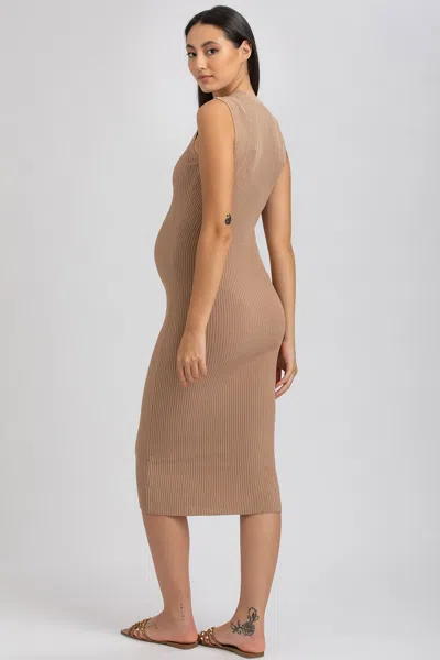 Pietro Brunelli Maternity Maternity Sleeveless Fitted Rib Knit Iris Dress In Moonlight Rock