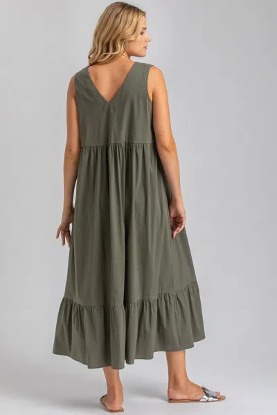 Pietro Brunelli Maternity Maternity V-neck Poplin Waterlily Maxi Dress In Thyme