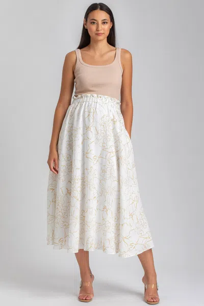 Pietro Brunelli Maternity Maternity Floral Print Hidden Pocket Midi Olivia Skirt In Soft Fine Lines