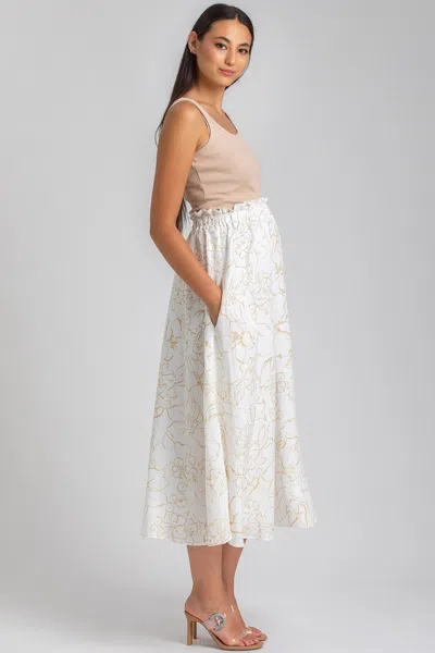 Pietro Brunelli Maternity Maternity Floral Print Hidden Pocket Midi Olivia Skirt In Soft Fine Lines