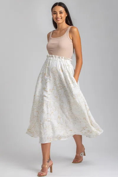 Pietro Brunelli Maternity Maternity Floral Print Hidden Pocket Midi Olivia Skirt In Soft Fine Lines