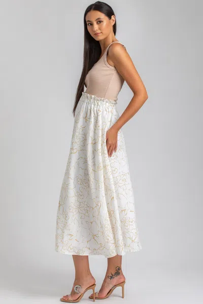 Pietro Brunelli Maternity Maternity Floral Print Hidden Pocket Midi Olivia Skirt In Soft Fine Lines