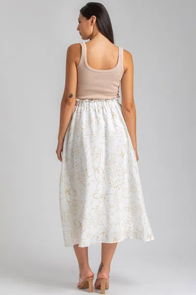 Pietro Brunelli Maternity Maternity Floral Print Hidden Pocket Midi Olivia Skirt In Soft Fine Lines