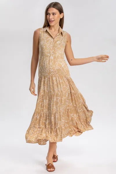 Pietro Brunelli Maternity Button Down Maternity Dress In Brown