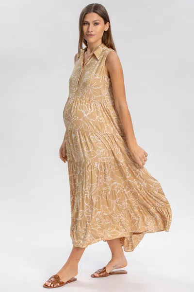 Pietro Brunelli Maternity Button Down Maternity Dress In Brown