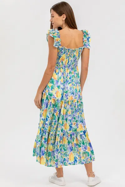 Pietro Brunelli Maternity Floral Smocked Off The Shoulder Maternity Dress In Green