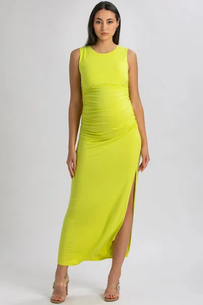 Pietro Brunelli Maternity Maternity Sleeveless Side-ruched Blossom Maxi Split Dress In Lime