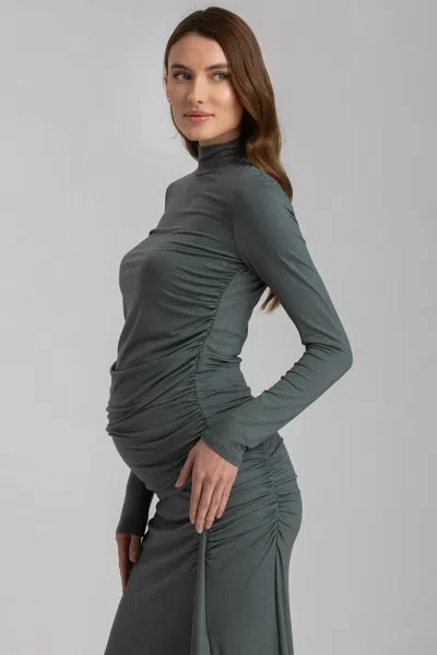 Pietro Brunelli Maternity Olimpia | Green Maternity Top In Soft Bamboo Jersey In Gray