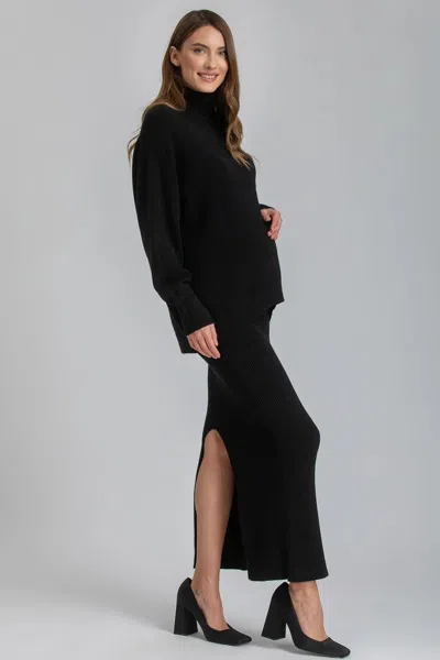 Pietro Brunelli Maternity Nina | Black Maternity Skirt With Central Back Slit