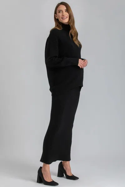 Pietro Brunelli Maternity Nina | Black Maternity Skirt With Central Back Slit