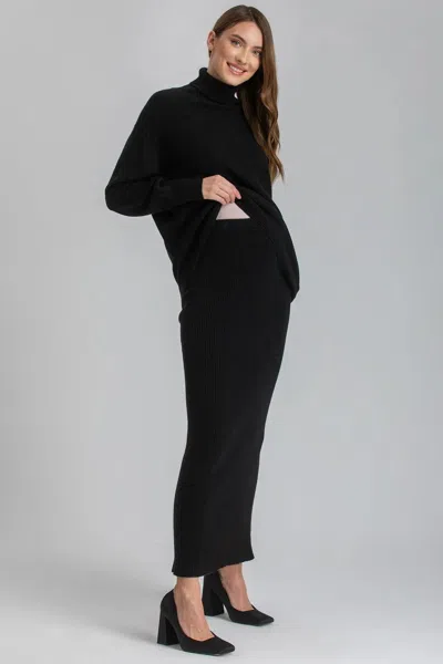 Pietro Brunelli Maternity Nina | Black Maternity Skirt With Central Back Slit