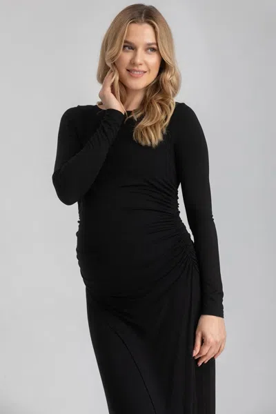 Pietro Brunelli Maternity Arianna | Black Maternity Dress In Soft Bamboo Jersey