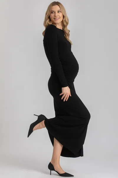 Pietro Brunelli Maternity Arianna | Black Maternity Dress In Soft Bamboo Jersey