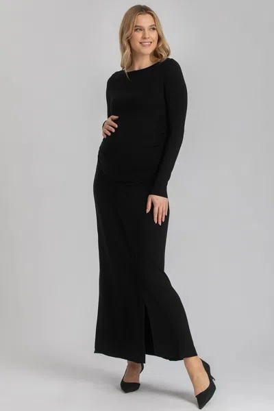Pietro Brunelli Maternity Arianna | Black Maternity Dress In Soft Bamboo Jersey