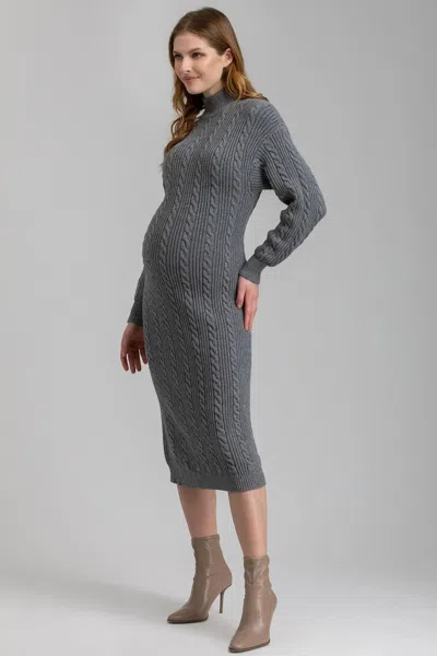Pietro Brunelli Maternity Elettra | Grey Maternity Dress With Tricot Knit In Multi