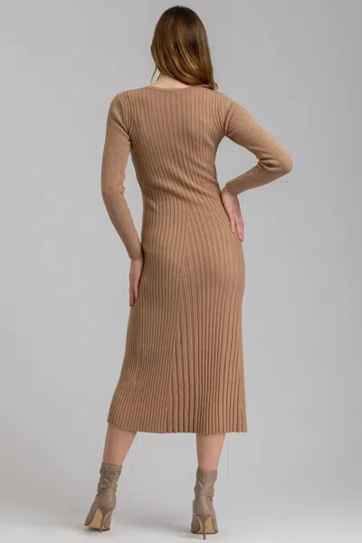 Pietro Brunelli Maternity Gemma | Camel Long Sleeve Maternity Dress In Gold