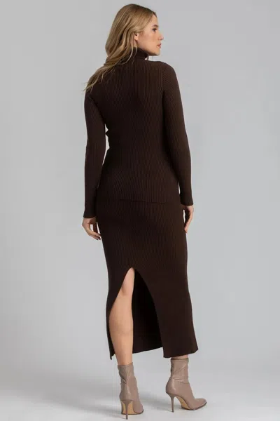 Pietro Brunelli Maternity Aurora | Brown Ribbed Maternity Turtleneck