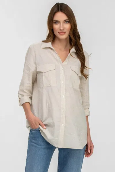 Pietro Brunelli Maternity Safari Linen & Cotton Button-up Maternity Shirt In Sand
