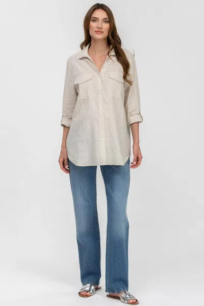 Pietro Brunelli Maternity Safari Linen & Cotton Button-up Maternity Shirt In Sand