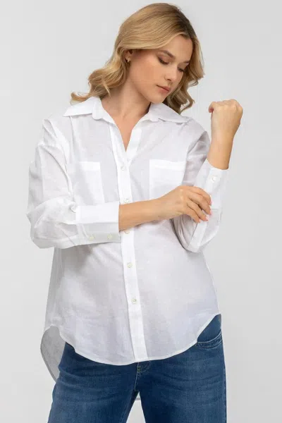 Pietro Brunelli Maternity Sophia Pocket | Oversized White Linen Maternity Shirt With Front Pockets