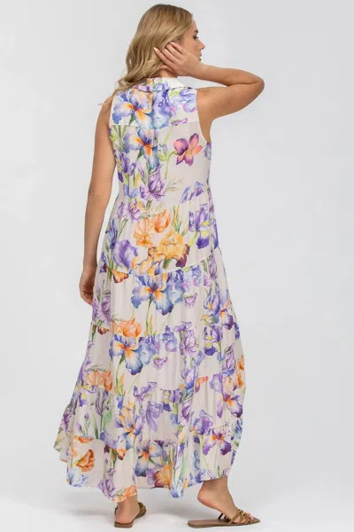 Pietro Brunelli Maternity Clara Qa30 | Sleeveless Printed Maxi Maternity Dress In Purple