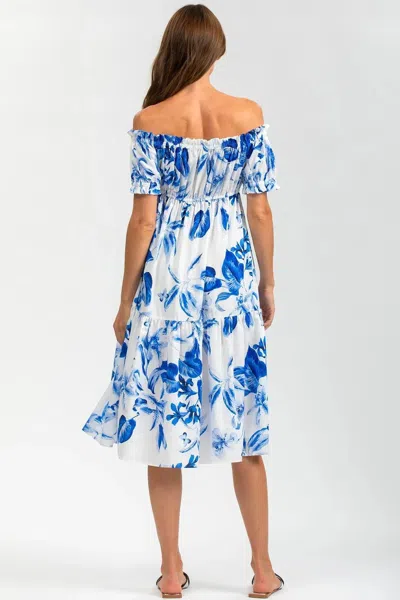 Pietro Brunelli Maternity Lola Q168 | Printed Off-the-shoulder Maternity Dress In Blue