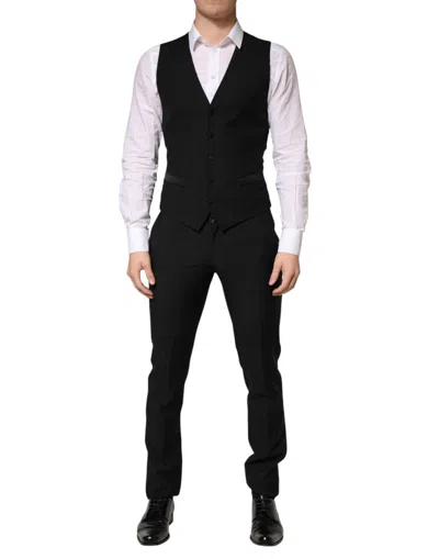 Pre-owned Dolce & Gabbana Black Wool Single Breasted 3 Piece Men Men's Suit ()