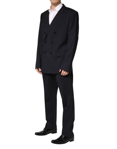 Pre-owned Dolce & Gabbana Blue Wool Double Breasted 2 Piece Men Men's Suit ()
