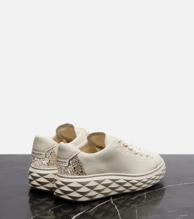 Jimmy Choo Diamond Light Maxi Leather Sneakers In White